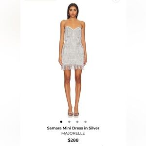 MAJORELLE Silver Mini Dress with Fringe